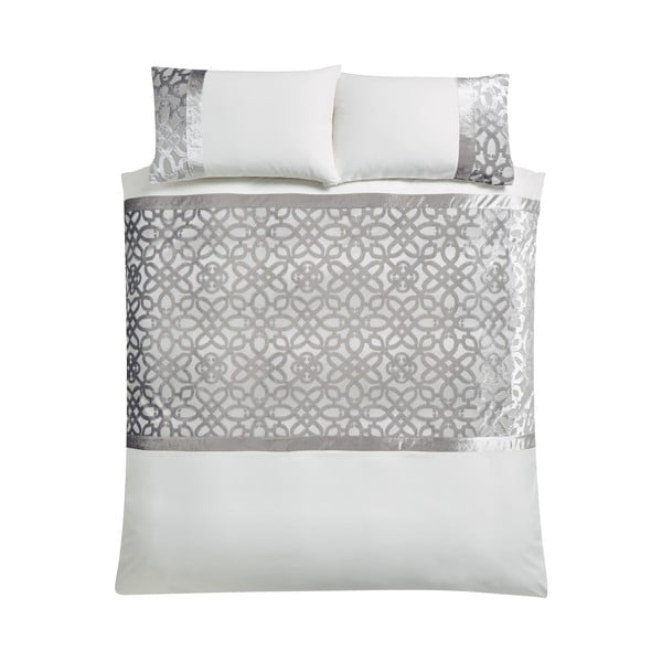 Krem/sivo-bež posteljina za bračni krevet/za produženi krevet od samta 230x220 cm Lattice Cut – Catherine Lansfield