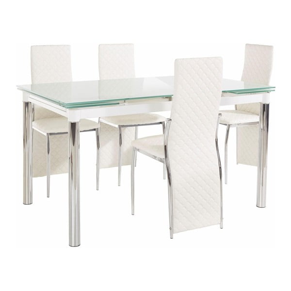 Set blagovaonskog stola i 4 bijele stolice za blagovanje Støraa Pippa William Puro White