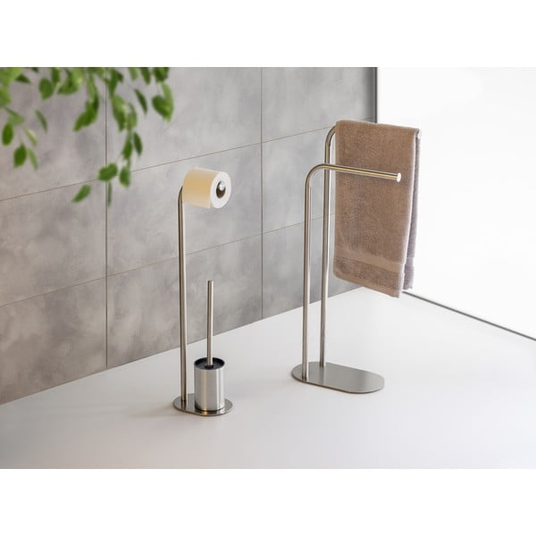 Držač za WC papir od nehrđajućeg čelika sa četkom u mat srebrnoj boji Levante – Wenko-image-3