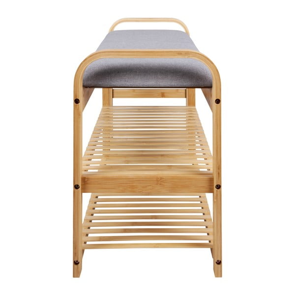 Stalak za cipele s klupom od sivo-prirodnog bambusa - Leitmotif-image-3