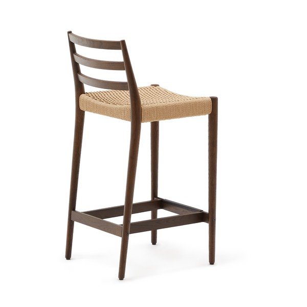 Smeđa/u prirodnoj boji barska stolica od punog hrasta (visine sjedala 70 cm) Analy – Kave Home-image-4