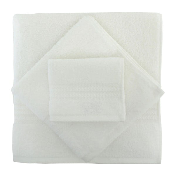 Set od 2 bijela pamučna ručnika i duginih ručnika