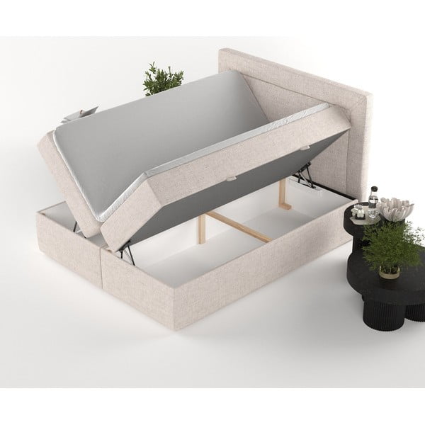 Bež boxspring krevet s prostorom za pohranu 200x200 cm Imagine – Maison de Rêve-image-3