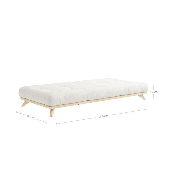 Crni krevet za jednu osobu od punog borovog drveta s madracem Karup Design Senza Mat, 90 x 200 cm-image-4