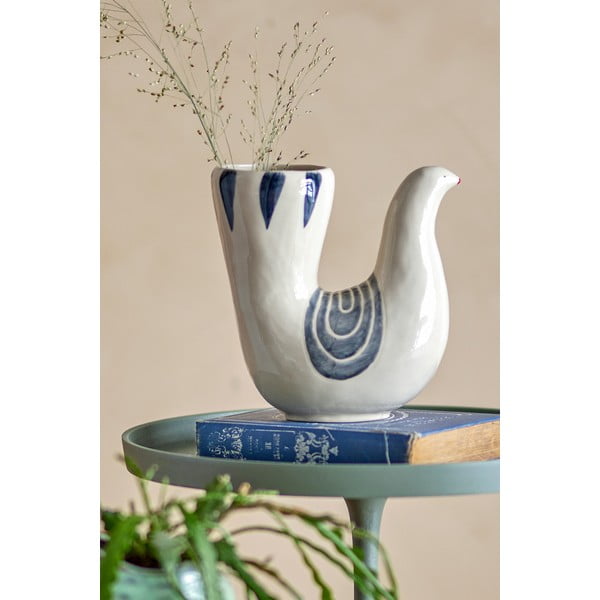 Krem ručno oslikana vaza od kamenine (visina 19 cm) Trudy – Bloomingville-image-1