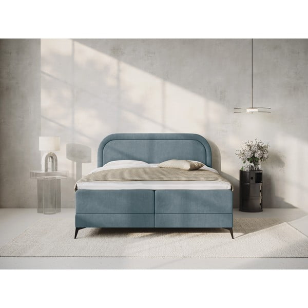 Svjetloplavi boxspring krevet s prostorom za pohranu 180x200 cm Eclipse - Cosmopolitan Design-image-1