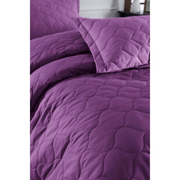 Ljubičasti prekrivač s 2 jastučnice od ranforce pamuka EnLora Home Fresh, 225 x 240 cm-image-1