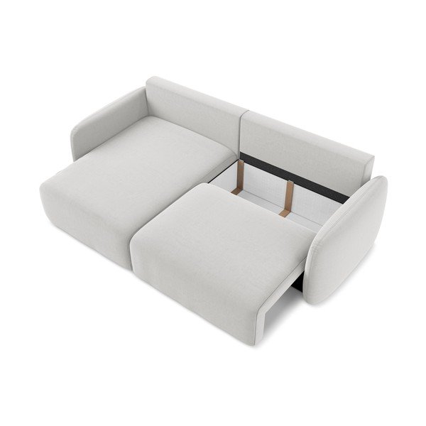 Svijetlo siva baršunasti sklopiva/s prostorom za odlaganje kutna garnitura (s lijevim kutom/s ležaljkom) Kalena – Makamii-image-4