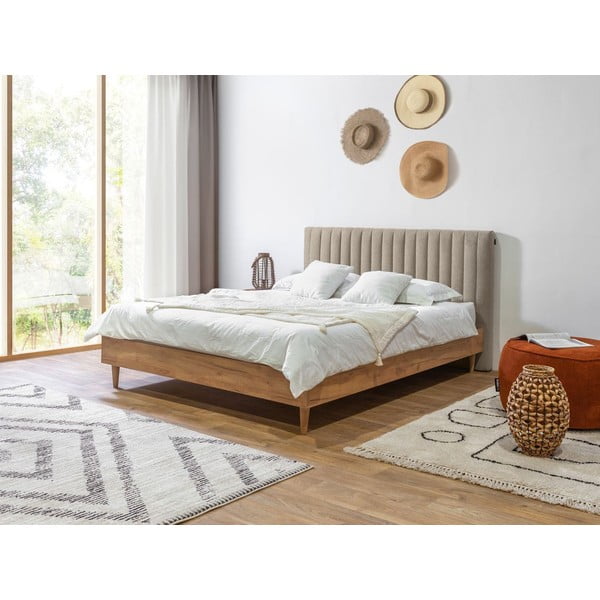 Bež/u prirodnoj boji bračni krevet s podnicom 180x200 cm Oceane – Bobochic Paris-image-1