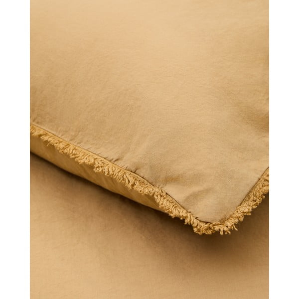 Senf žuta posteljina za bračni krevet/za produženi krevet od pamučnog perkala 260x240 cm Sifinia – Kave Home-image-4