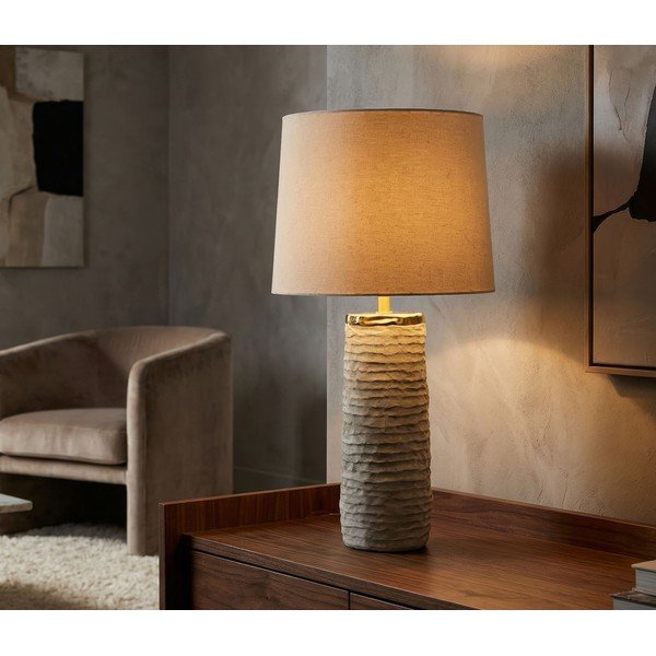 Svijetlo siva/krem stolna lampa keramička s tekstilnim sjenilom (visina 73 cm) Lima – Mauro Ferretti-image-1