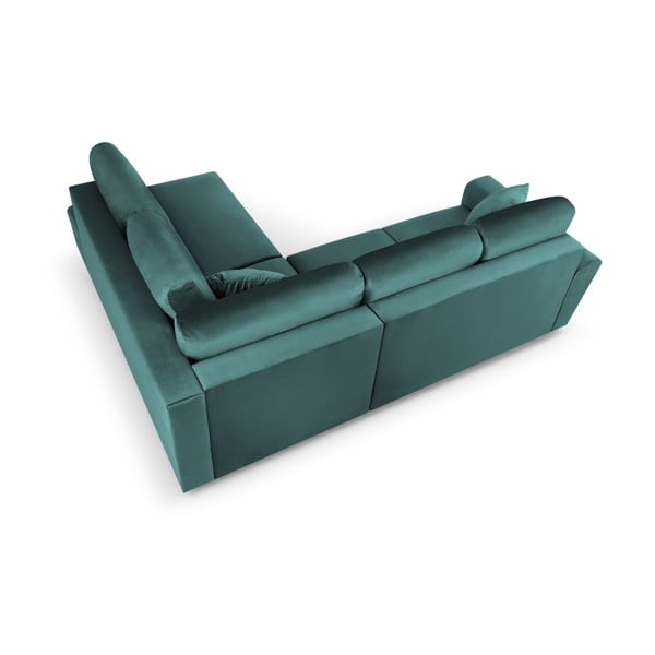 Petrolej zelena baršunasti sklopiva/s prostorom za odlaganje kutna garnitura (s desnim kutom/u obliku slova L) Kyoto – Cosmopolitan Design-image-4