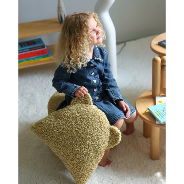 Zeleni dječji jastuk za sjedenje od bouclé tkanine Bear – Wigiwama-image-1