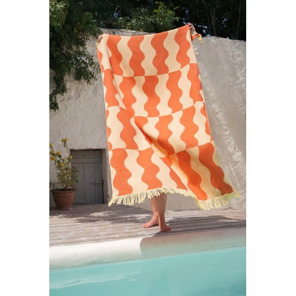 Žuti /narančasti pamučan ručnik za plažu 100x160 cm Nuno – noo.ma-image-1