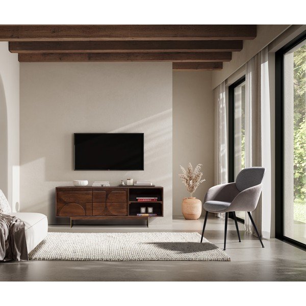 Smeđa TV komoda od masivnog manga 145x55x40 cm Trisha – MOME-image-1