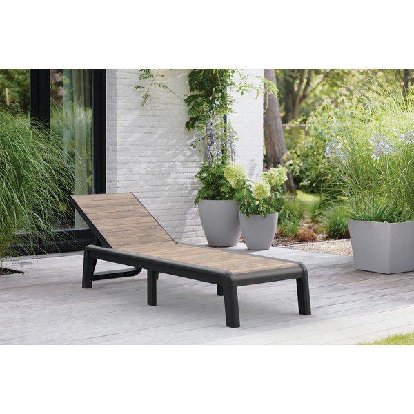 Smeđa plastična podesiva/sklopiva vrtna ležaljka Deco Porto – Keter-image-1