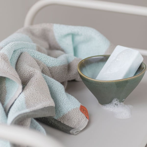 Mentol zeleni ručnik od organskog pamuka od frotira 50x90 cm Diagonal – Mette Ditmer Denmark-image-1