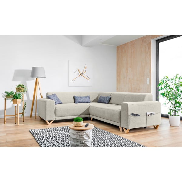 Bež sklopiva/s prostorom za odlaganje kutna garnitura (s lijevim kutom/u obliku slova L) Classy Sophie – Miuform-image-3