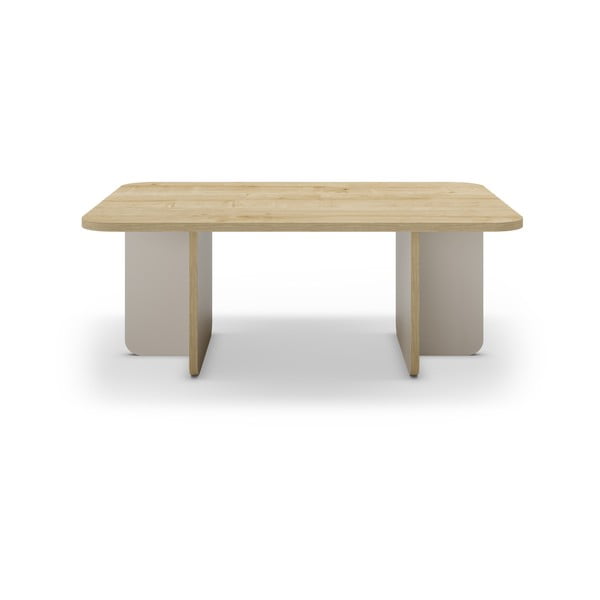 Krem/u prirodnoj boji stolić za kavu s pločom stola u dekoru hrasta 56x100 cm Hillary – Marckeric