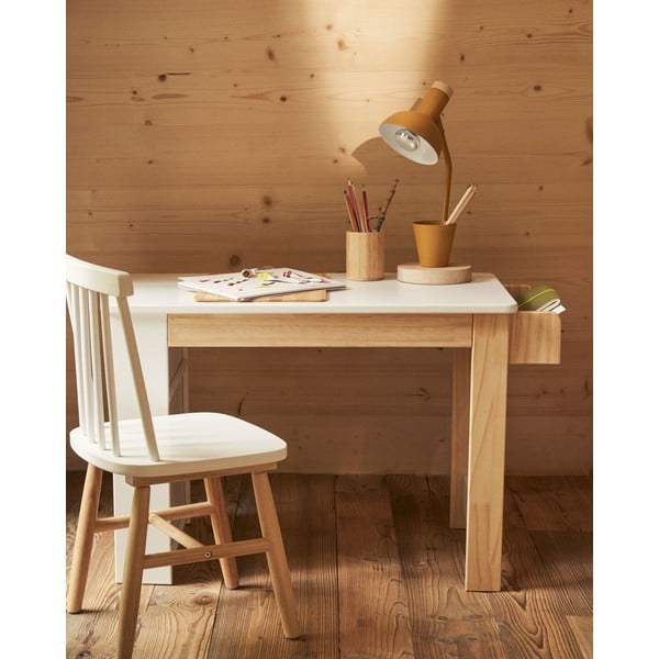 Dječji radni stol s bijelom pločom stola 40x77 cm Serwa – Kave Home-image-2
