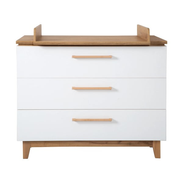 Bijela niska dječja komoda u dekoru hrasta s promjenjivim stolom 118x104 cm Finn – Roba-image-2