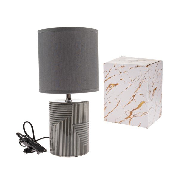 Siva stolna lampa keramička s tekstilnim sjenilom (visina 32,5 cm) Anita – Dakls-image-1