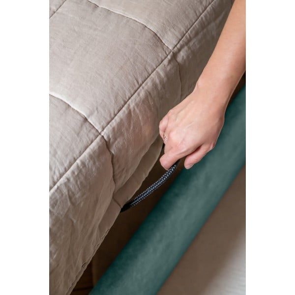 Tirkizno tapecirani krevet za jednu osobu s prostorom za pohranu s podnicom 90x200 cm Dreamy Aurora - Miuform-image-3