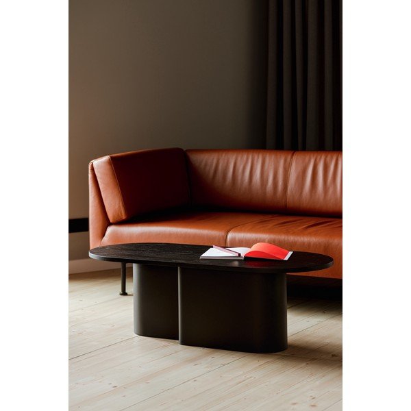 Crni stolić za kavu s pločom stola u dekoru hrasta 50x115 cm Looi – noo.ma-image-1