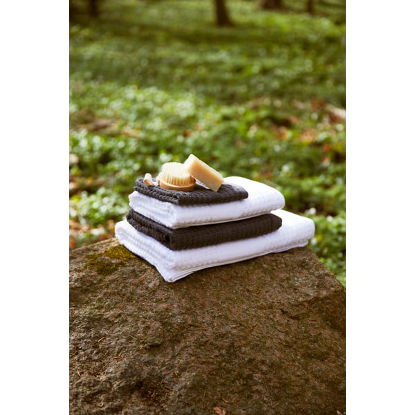 Bijeli ručnik od organskog pamuka od frotira 50x100 cm Check – JUNA-image-1
