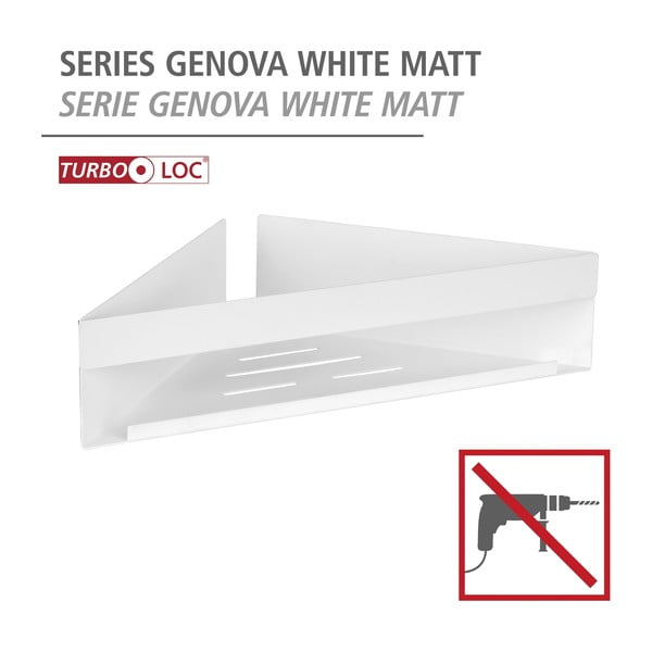 Mat bijela kupaonska polica od nehrđajućeg čelika s Turbo-loc s postavljanjem bez bušenja/kutna Genova – Wenko-image-4