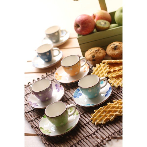 Set s 6 šarenih espresso šalica s tanjurićima VDE Tivoli 1996 Tazzine-image-1