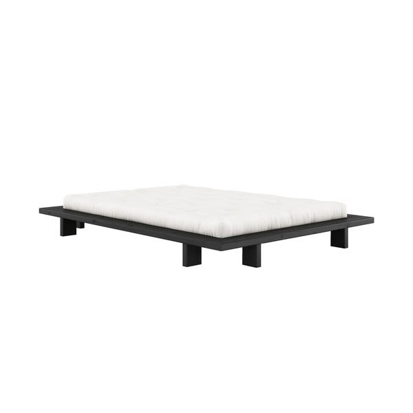 Crni bračni krevet od borovine sa letvicom 140x200 cm Japan - Karup Design-image-3