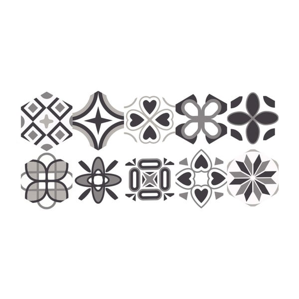 Set od 10 podnih naljepnica Ambiance Hexagons Fleurita, 20 x 18 cm