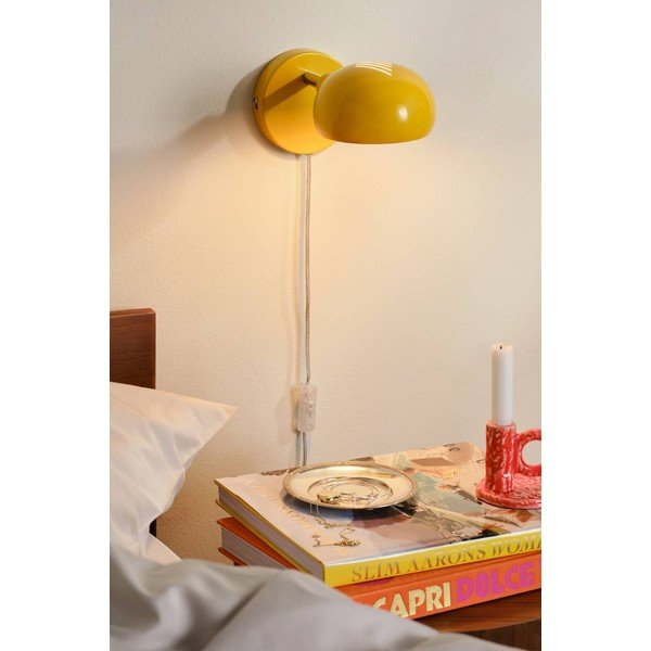 Žuta  željezna zidna lampa sa savitljivom konstrukcijom s utikačem Lincon – Jotex-image-1