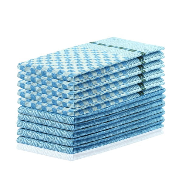 Set od 10 pamučnih plavih kuhinjskih krpi DecoKing Louie, 50 x 70 cm