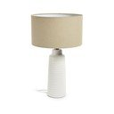 Bijela/bež stolna lampa keramička s tekstilnim sjenilom (visina 58 cm) Mijal – Kave Home