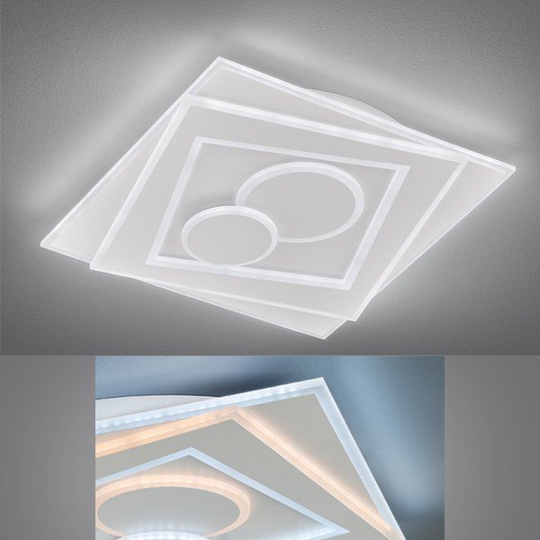 Bijela metalna LED stropna svjetiljka s daljinskim upravljačem/s mogućnosti zatamnjivanja 50x50 cm Ratio – Fischer & Honsel-image-1
