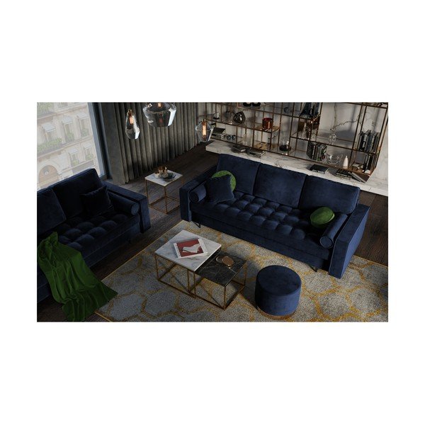 Plavi baršunasti kauč na razvlačenje Milo Casa Santo-image-1