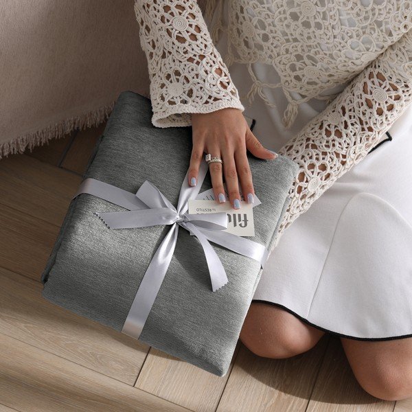 Sivi prekrivač od šenila 220x240 cm Talo – Filumi-image-4