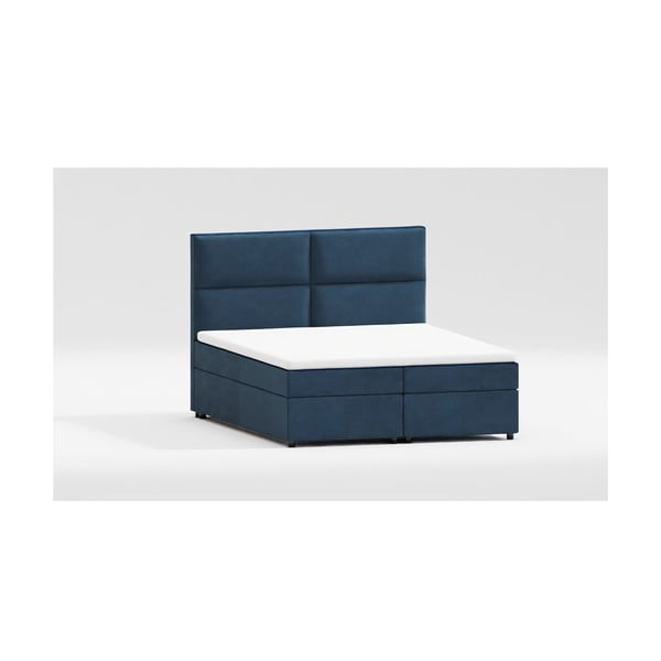 Tamno plavi boxspring krevet s prostorom za odlaganje 140x200 cm Rico – Ropez
