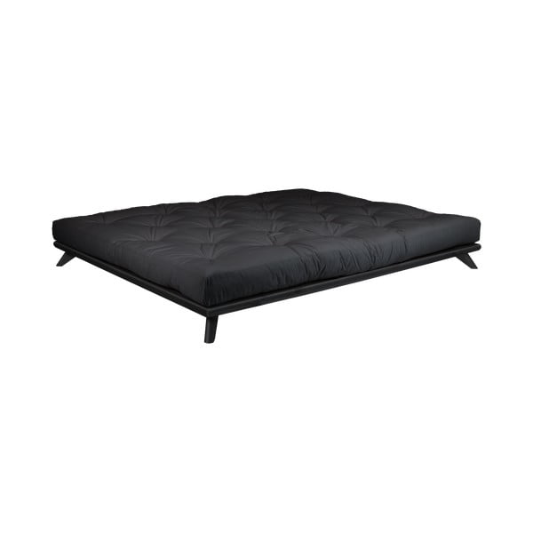 Bračni krevet od borovine s madracem Karup Design Senza Double Latex Black/Black, 180 x 200 cm