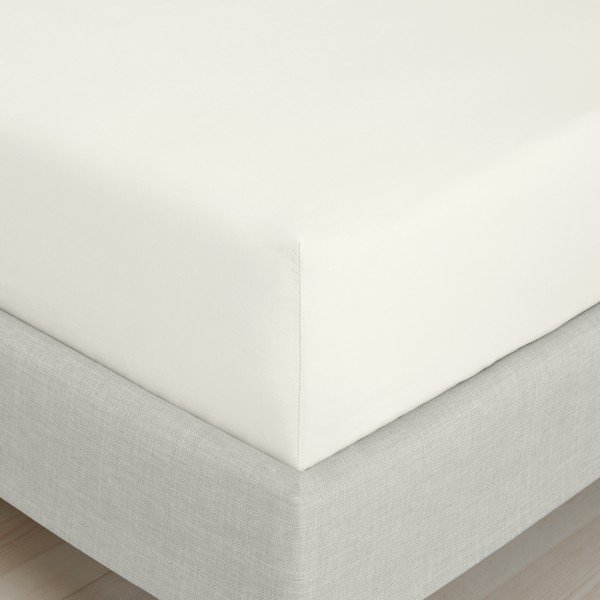 Krem plahta s gumom od pamučnog perkala 90x190 cm Cotton Percale – Bianca-image-3