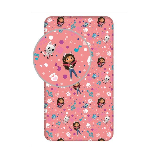Pamučna dječja plahta s gumom za krevet za jednu osobu 90x200 cm Gabby's Dollhouse – Jerry Fabrics