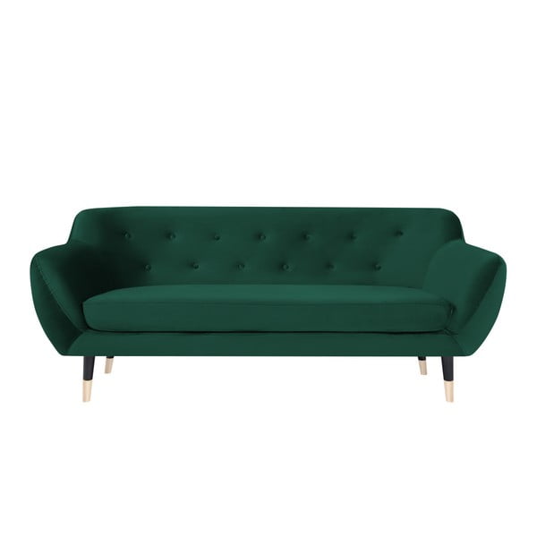 Zelena sofa s crnim nogama Mazzini Sofas Amelie, 188 cm