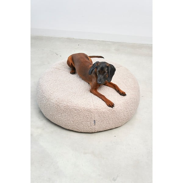 Bež krevet za pse od boucle tkanine ø 90 cm Senso Pouffe Greige M/L – MiaCara-image-3