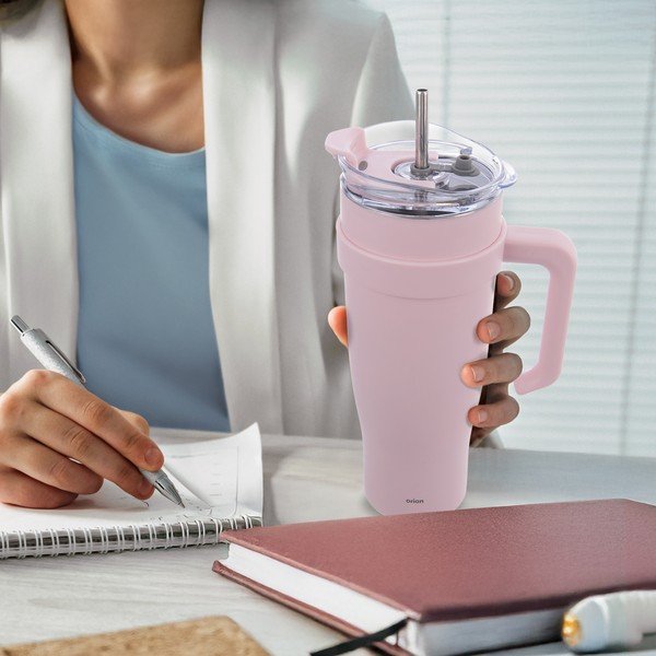 Ružičasta termo šalica sa slamkom 1,2 l Termo – Orion-image-1