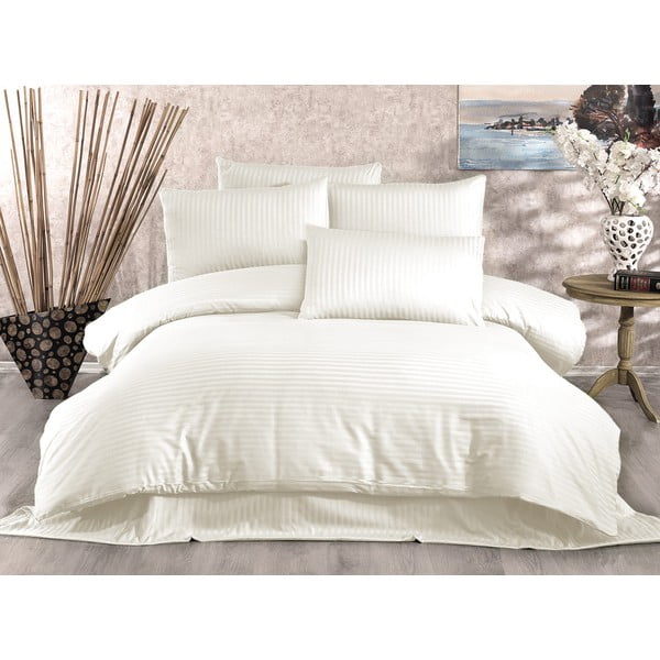 Krem posteljina za krevet za jednu osobu od pamučnog satena 140x200 cm Lilyum – Mijolnir