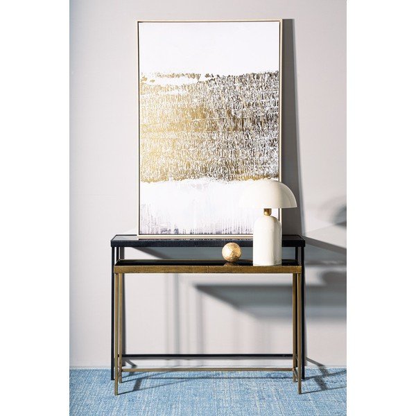 Crni/u zlatnoj boji pomoćni stolovi u setu 2 kom sa staklenom pločom stola 26x107 cm Yamir – Bizzotto-image-1