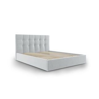 Svijetlo sivi bračni krevet od baršuna Mazzini Kreveti Nerin, 160 x 200 cm