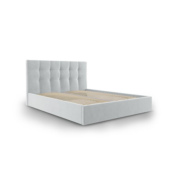 Svijetlo sivi bračni krevet od baršuna Mazzini Kreveti Nerin, 180 x 200 cm